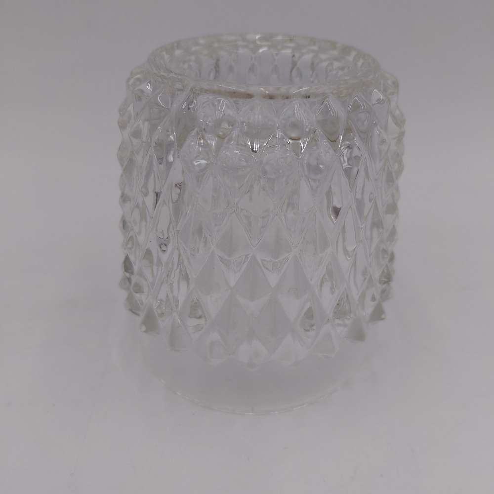 Vtg Clear Diamond Point Hobnail Glass Fairy Lamp Top Shade Replacement